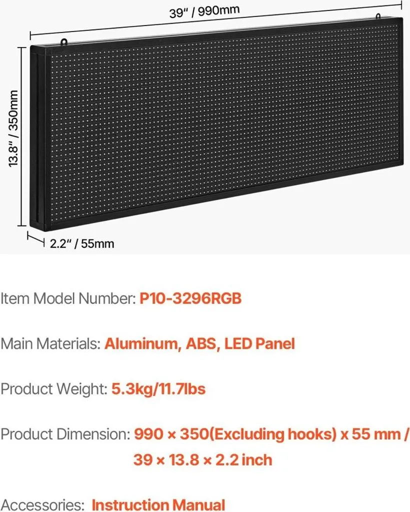 Écran LED extérieur programmable 40 x 14 pouces P10 haute luminosité