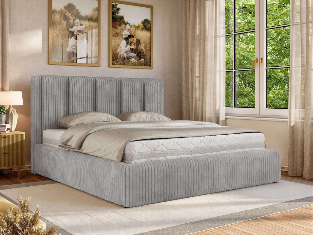 MKS MEBLE Polsterbett SAVINO CLASSIC mit Bettkasten & Stauraum, Doppelbett 140 x 200 cm, Gasdruckfedern, Inkl. Lattenrost, Modernes Ehebett, Multip...