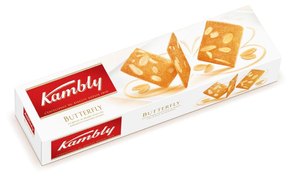 Kambly Butterfly cienkie herbatniki maślane z migdałami Zdjęcie produktu 