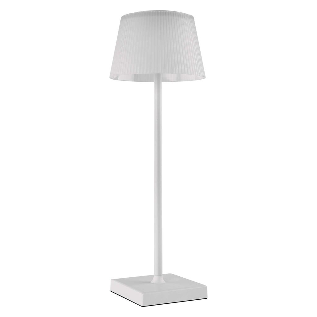 EMOS Akku-Schreibtischlampe KATIE, 4W wasserdicht, USB-Aufladen, Helligkeit 250lm, kabellos, dimmbar, Farbwechsel, 1,5m USB-Ladekabel, weiß, Z7630W