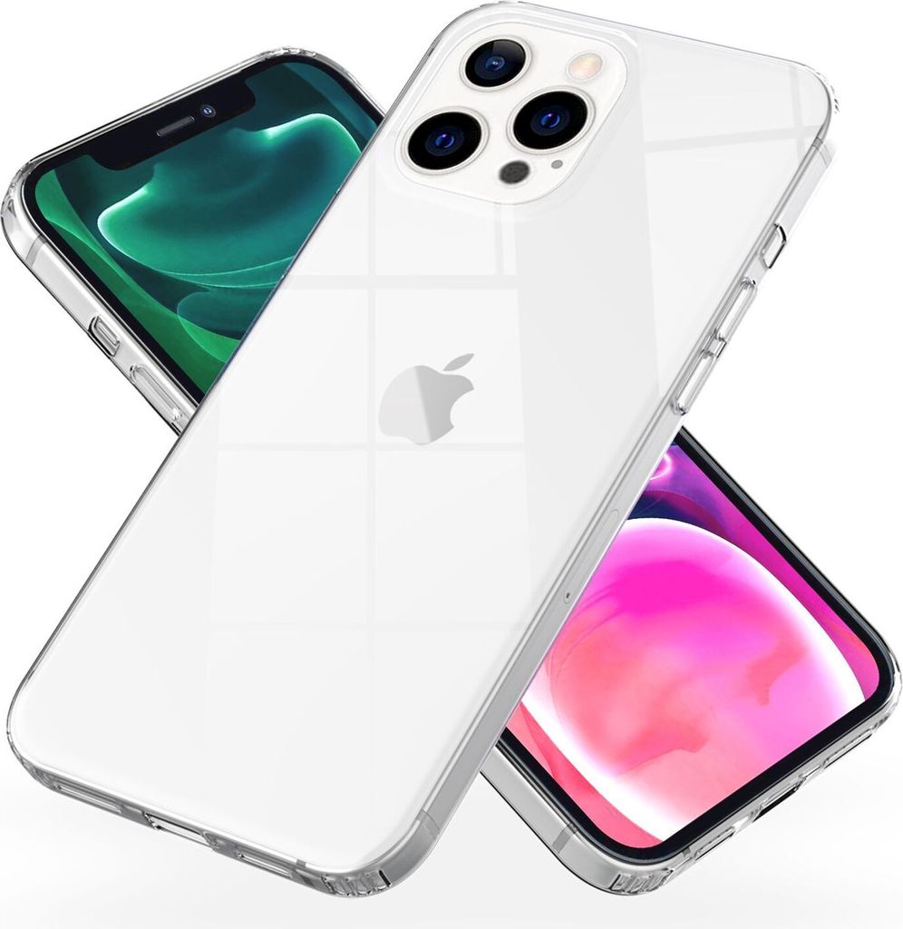 NALIA Klares Kratzfeste Hülle für iPhone 13 Pro, Transparent Anti-Gelb Stoßfest Harte Rückseite & Silikon Rahmen