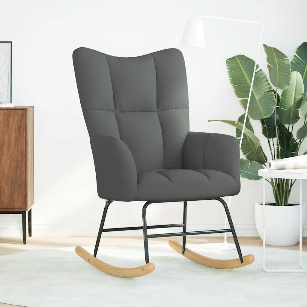 Sedia a Dondolo vidaXL Grigio Scuro - Arredo Design e Comfort Tessuto