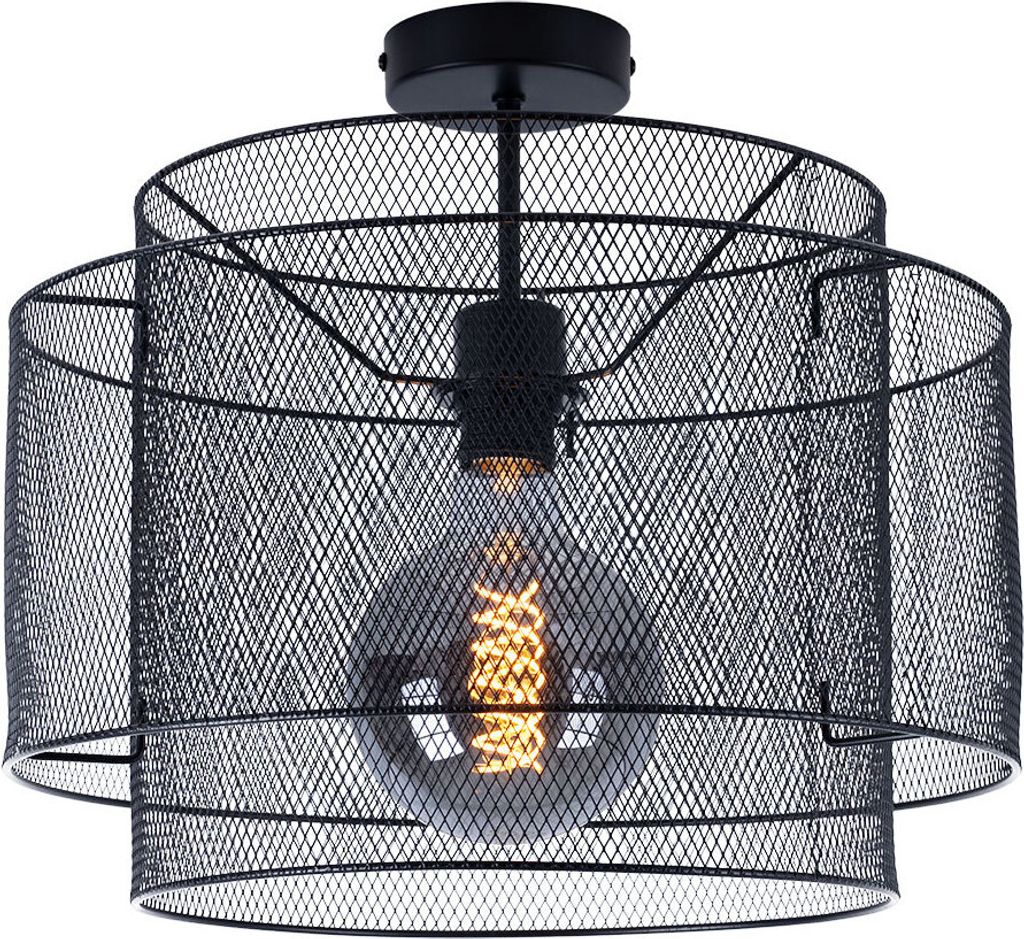 RGB LED Deckenleuchte, schwarz, rund, Käfig, D 40 cm Produktbild 