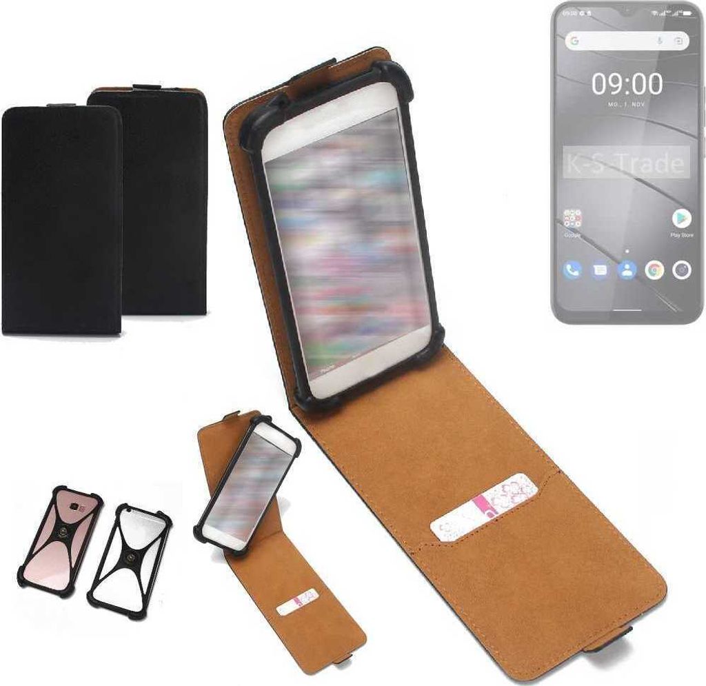K-S-Trade Handyhülle Schutzhülle kompatibel mit Gigaset GS5 Hülle Case Cover Flip Style Bumper schwarz 1x