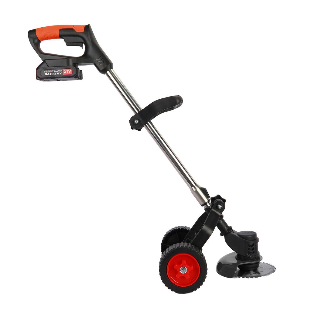 21 V 2000 mAh Akkus Versorgung wiederaufladbar D-förmiger Griff 2 Rad Elektro-Rasenmäher 3 in 1 Freischneider Akku-Rasentrimmer