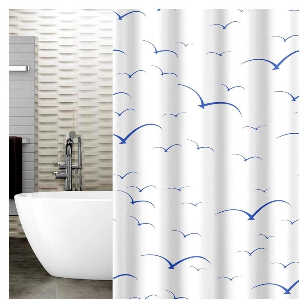 Duschvorhang 180X180cm aus wasserabweisendem Polyester mit 12 Ringen