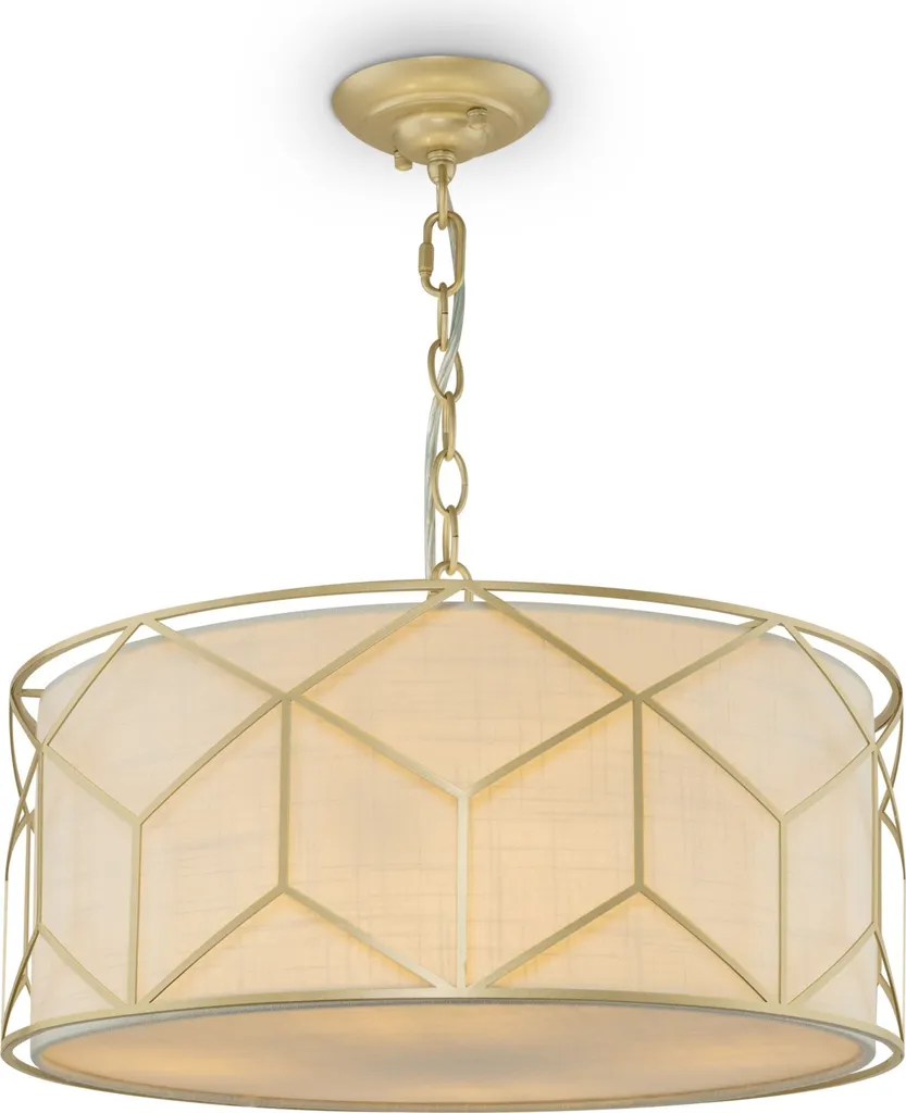 Lustre Dimmable Maytoni Messina Doré avec Abat-jour Tissu - 45cm 4xE27
