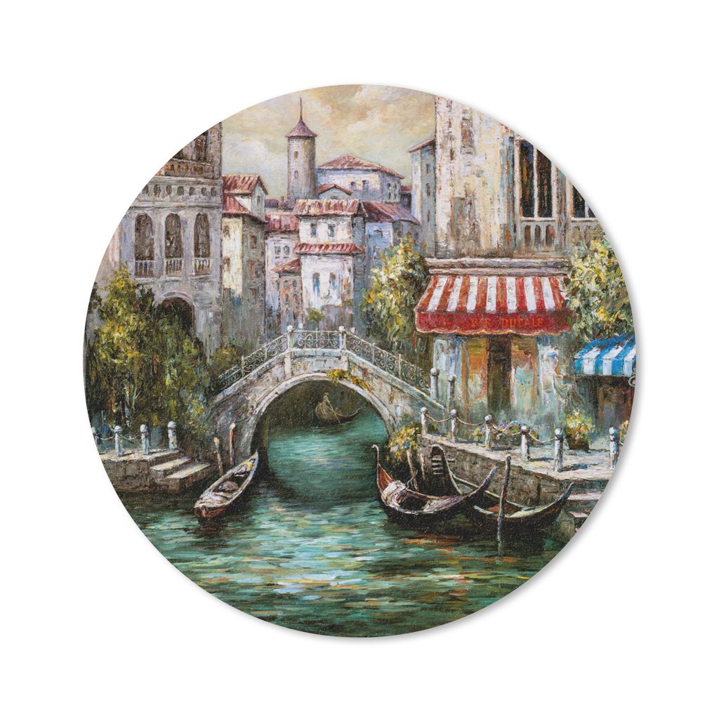 MuchoWow Mauspad Mousepad Gemälde - Öl - Wasser - Graben - Italien 30x30 cm - Mousepads - Maus Mat - Pad - Mausunterlage - Tischunterlage - Sch...
