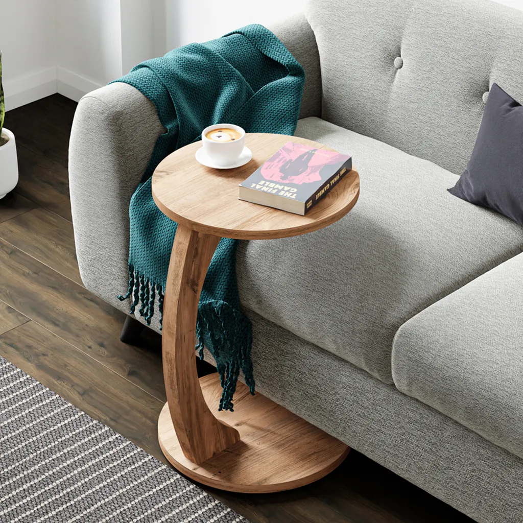 Gain de place : table d'appoint Holeby à roulettes pour petit salon bois
