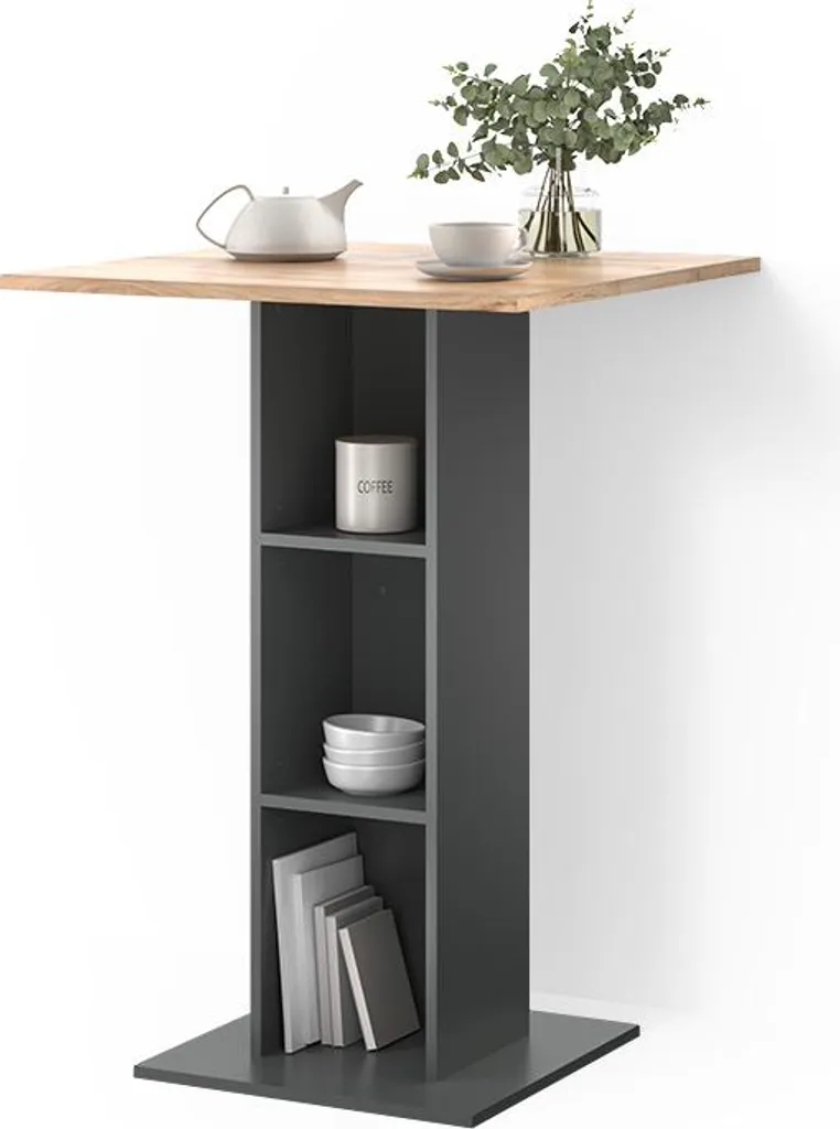 Table mange-debout carrée Livinity Regusa en bois et métal 75x75 cm chic