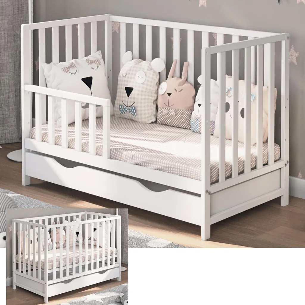 Lit d'enfant modulable Lulu 120x60cm pour chambre bébé tout-en-un
