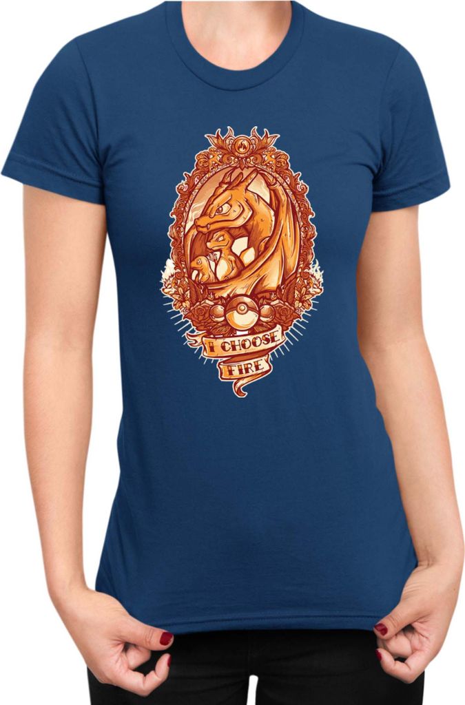 Damen T-Shirt Japan Manga Anime Comics Pokemon 027, Lady L / Dunkelblau