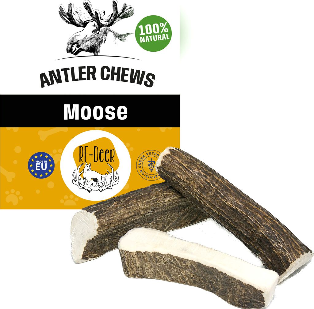RF-D Elch XL 0,5kg (3-4St.) 13-17cm Hard natürliches Geweih, Öko Kausnack für Hunde, gesundes Kauspielzeug, Kauknochen für Genuss, Zahnpflege
