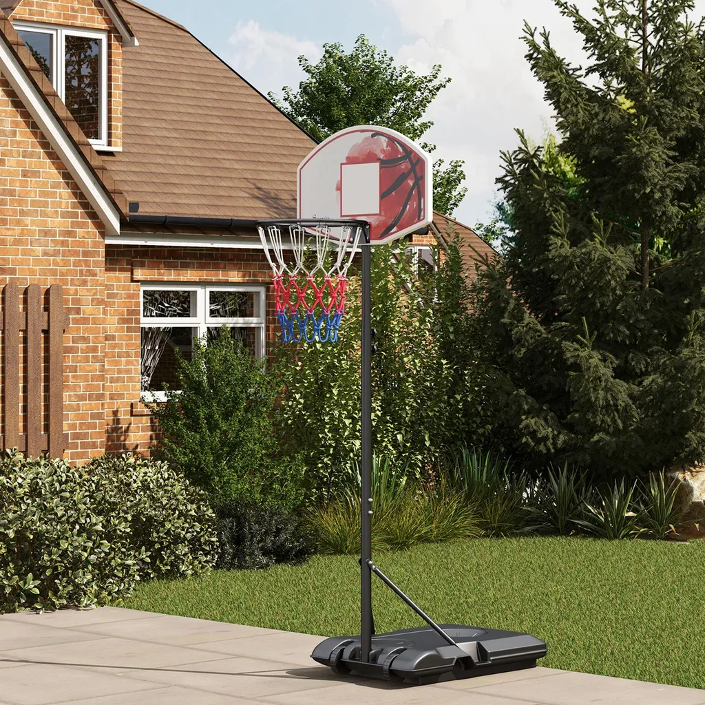 Panneau de basket réglable 209 cm avec base mobile et design coloré - 2