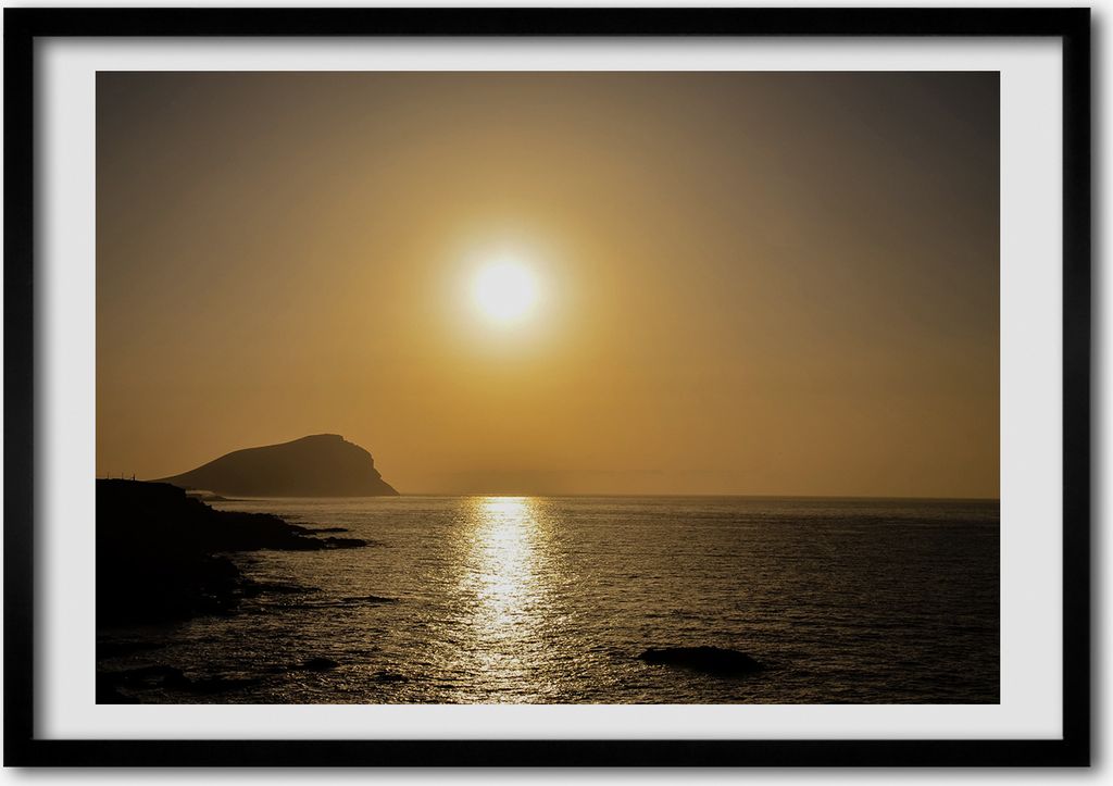 Bild - Bilderrahmen - 100 cm x 70 cm - MDF - Rahmen - Foto - Wandkunst Sonnenuntergang Meer