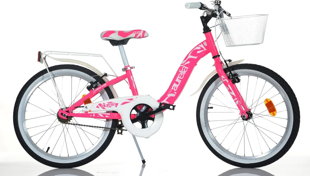 Vélo 20 pouces fille Dino Bikes 204R avec cadre en acier et panier rose