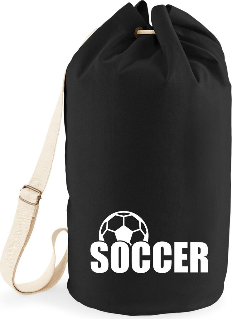 Huuraa Seesack Soccer Ball 20 Liter Black Baumwolle Rucksack Geschenkidee