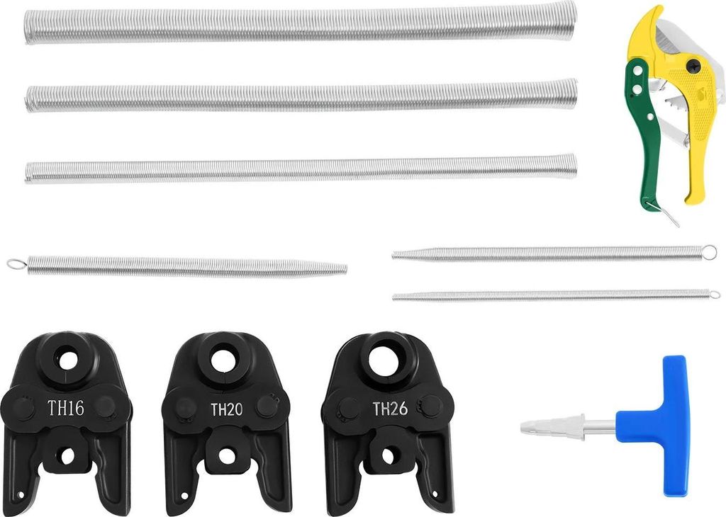 Hydraulisches Press- und Crimpzangen-Set - TH16 TH20 TH26 - Für Rohrverbinder - Kupfer/PEX/PB - Federexpander - Legierter Stahl/Edelstahl - Schwarz