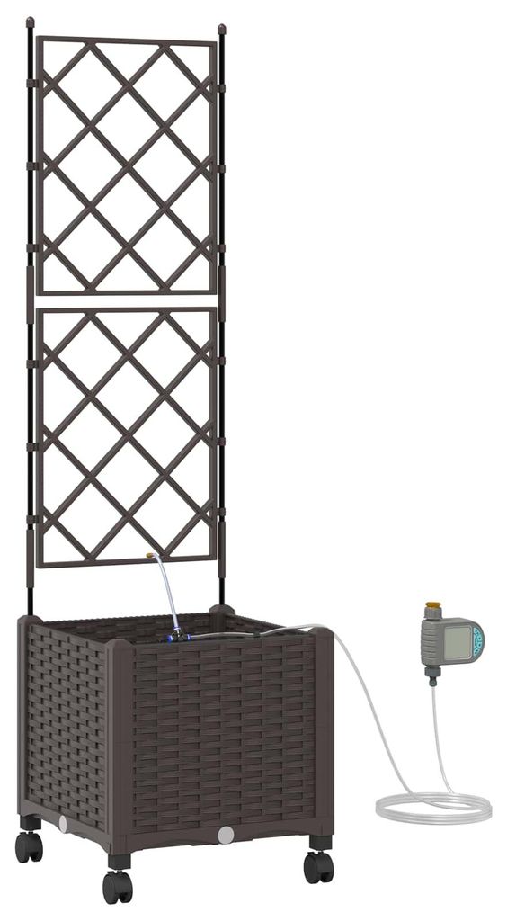 vidaXL Garten Blumenkübel mit Bewässerung und Rädern Braun Produktbild 