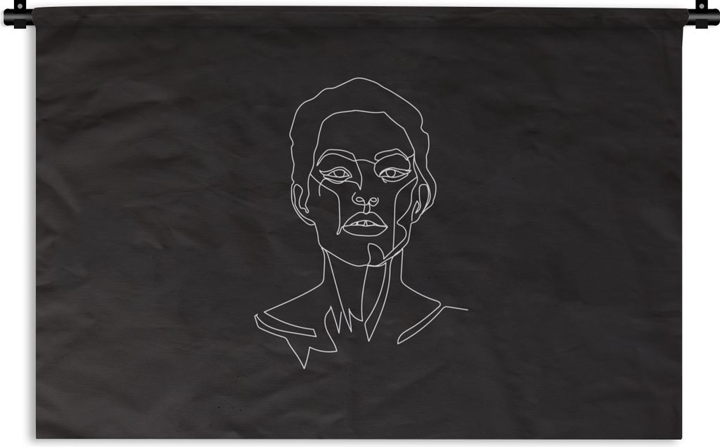 MuchoWow Wandteppich Wandbehang Strichzeichnung - Frau - Gesicht 60x40 cm Tapisserie Dekoration Wandtuch - Wanddekorationen