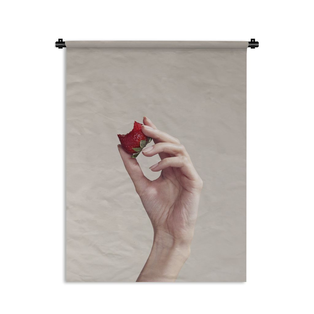 Wandteppich Wandbehang Erdbeere - Rot - Lebensmittel 60x80 cm Tapisserie Dekoration Wandtuch