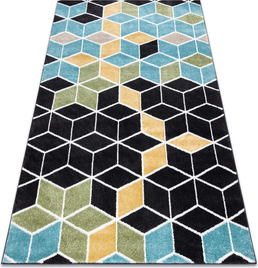 Tapis géométrique 120x170 pour salon moderne - Décoration cube 3D POLI