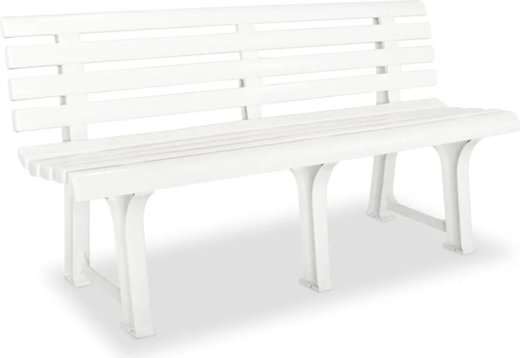 Banc de jardin The Living Store 145,5 cm - Plastique Blanc robuste
