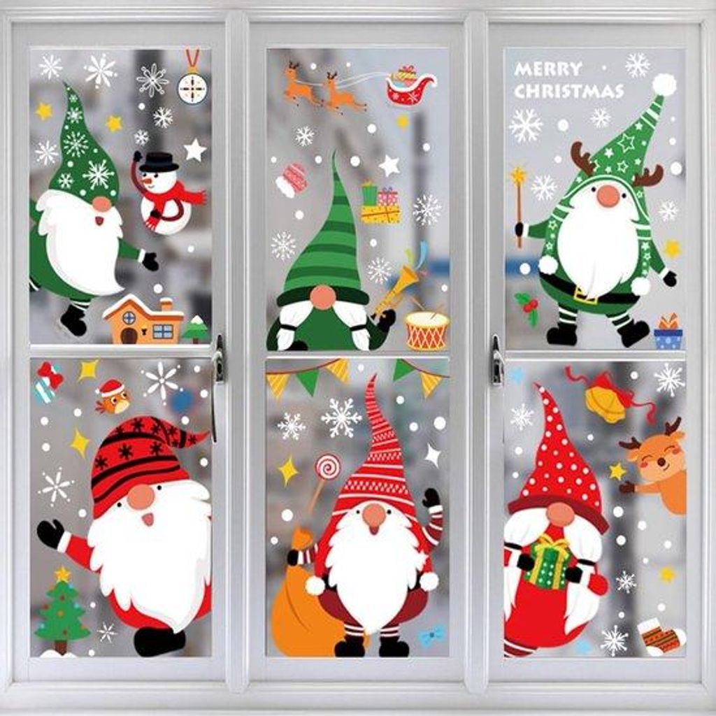 Weihnachtsdekorationen, selbstklebende PVC-Fenstersticker, Schnee