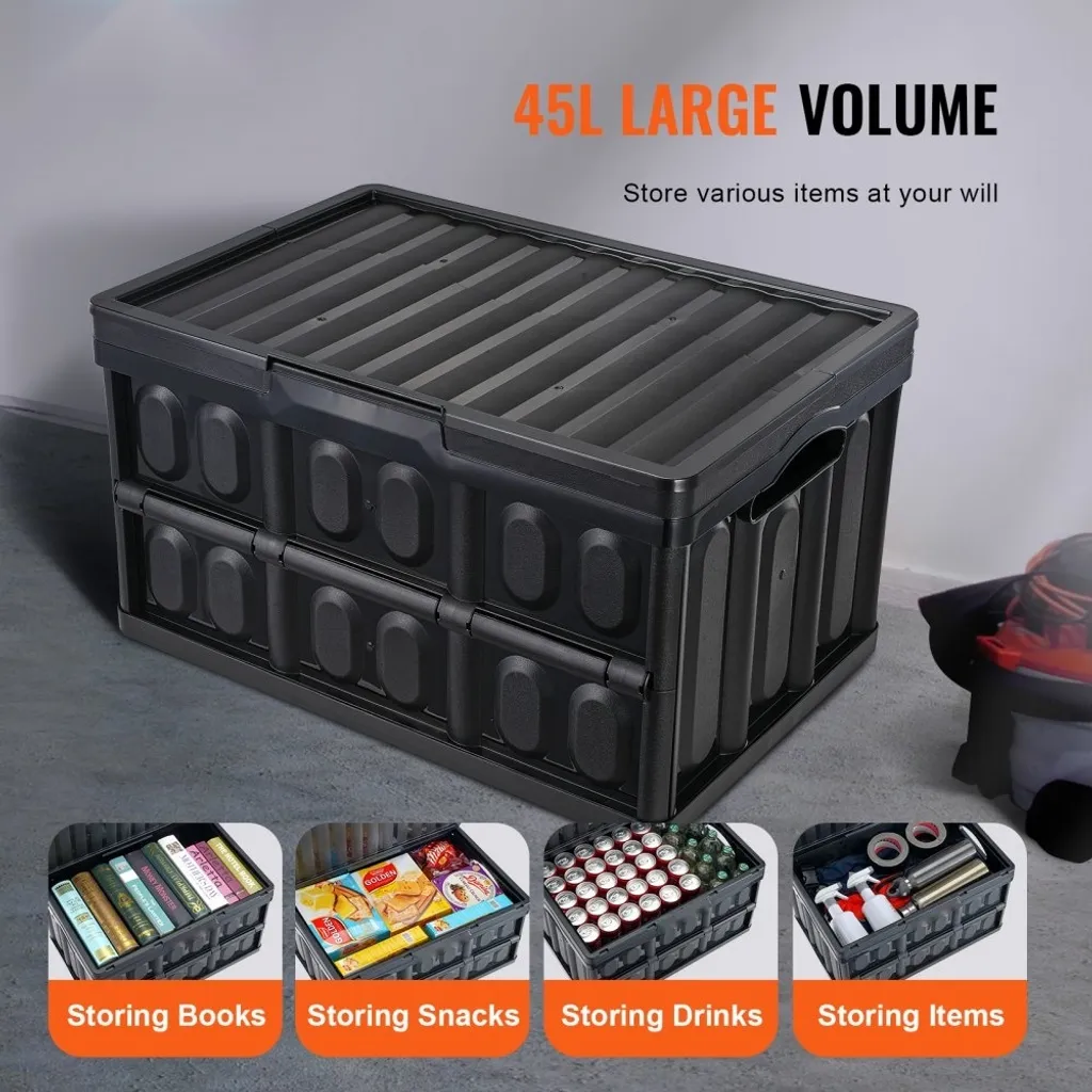 Storage Box 45L pour Courses et Garage - Pack de 3 Caisses Pliables