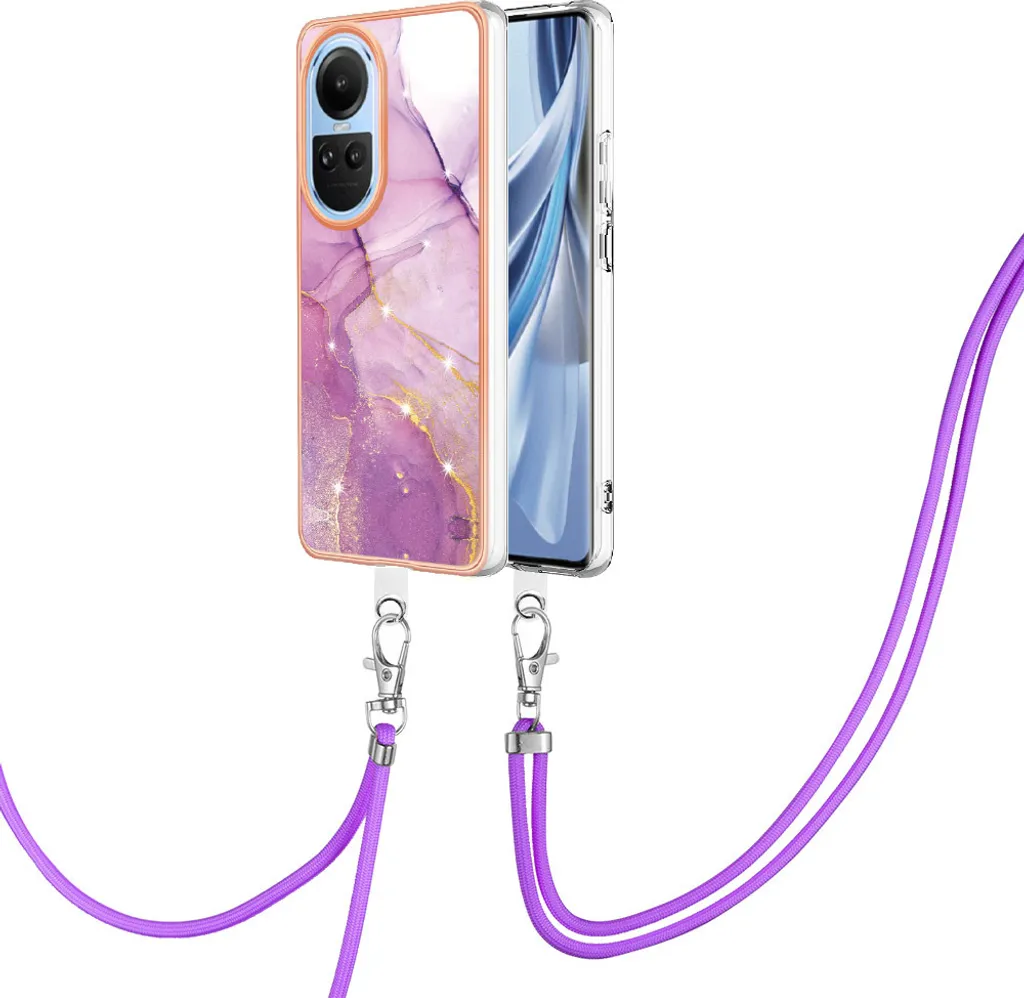 Custodia Oppo Reno10 5G con Cinturino Rosa - Cover TPU Antiurto