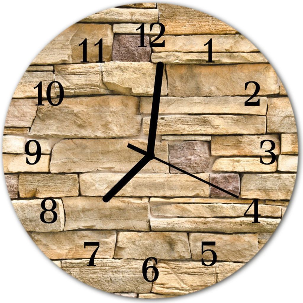 Glasuhr Wanduhr Küchenuhr Echt-Glas 30fi cm Mauer beige