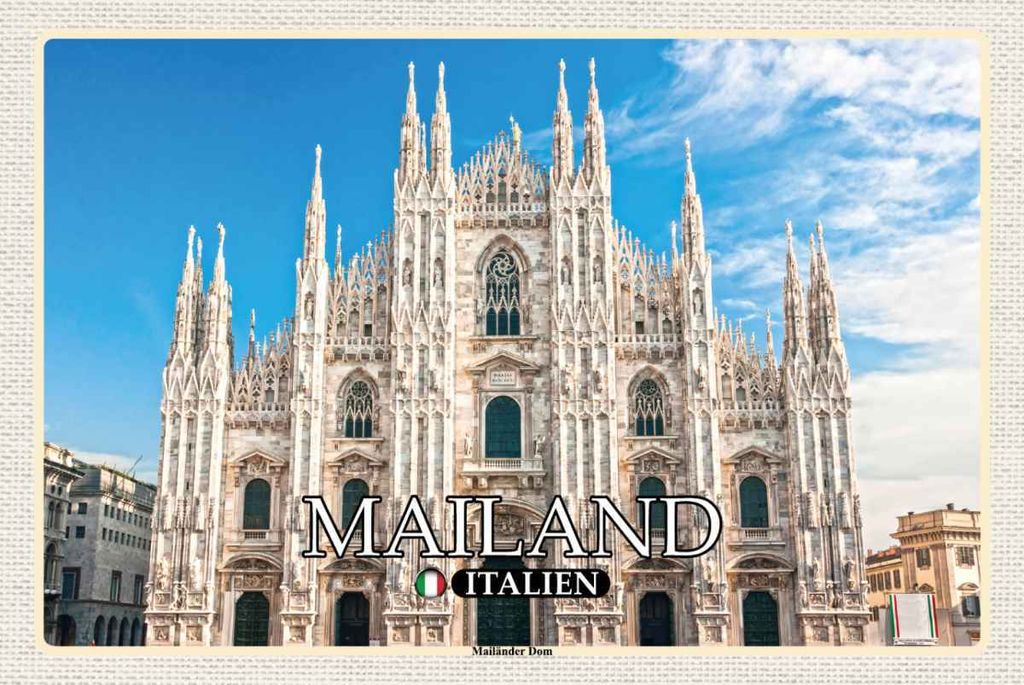 vianmo Holzschild 20x30 cm Italien Mailand Mailänder Dom Bildmotiv Reisemotiv Abenteuer Reisen