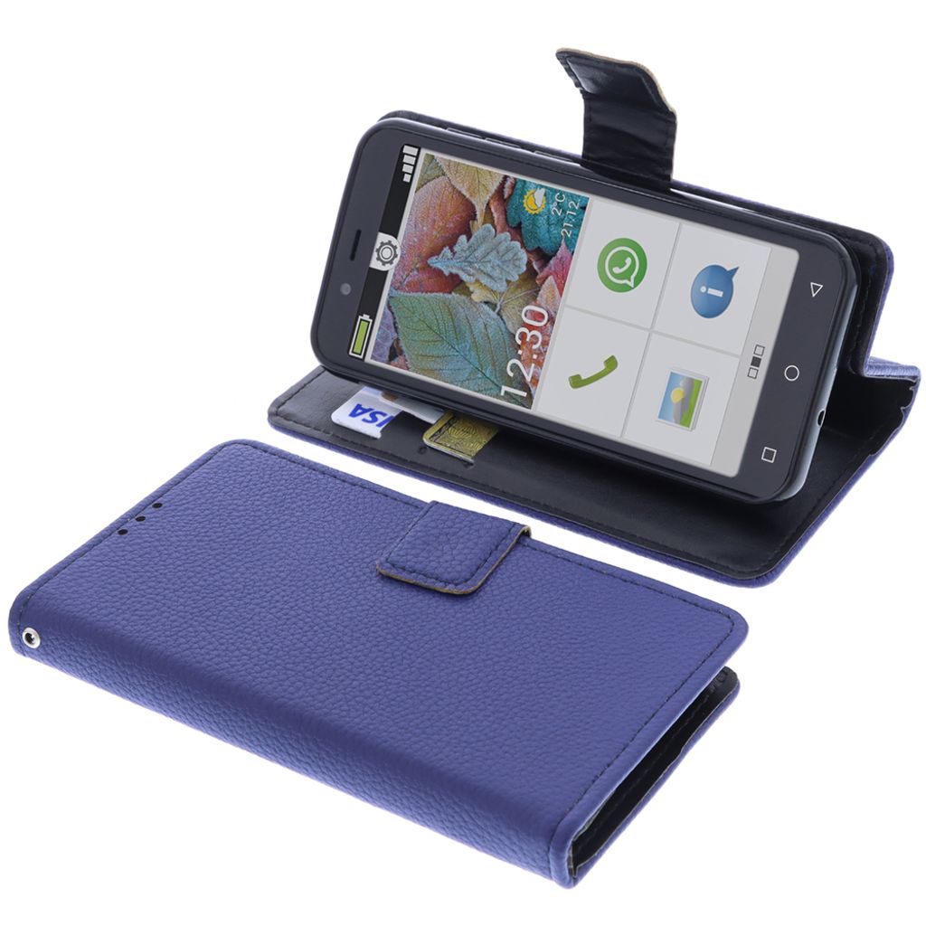foto-kontor Tasche kompatibel mit Emporia Smart 5 Mini Schutzhülle blau Book Style Case Handy Schutz Hülle Buch Wallet Handyhülle Cover Klapphü...
