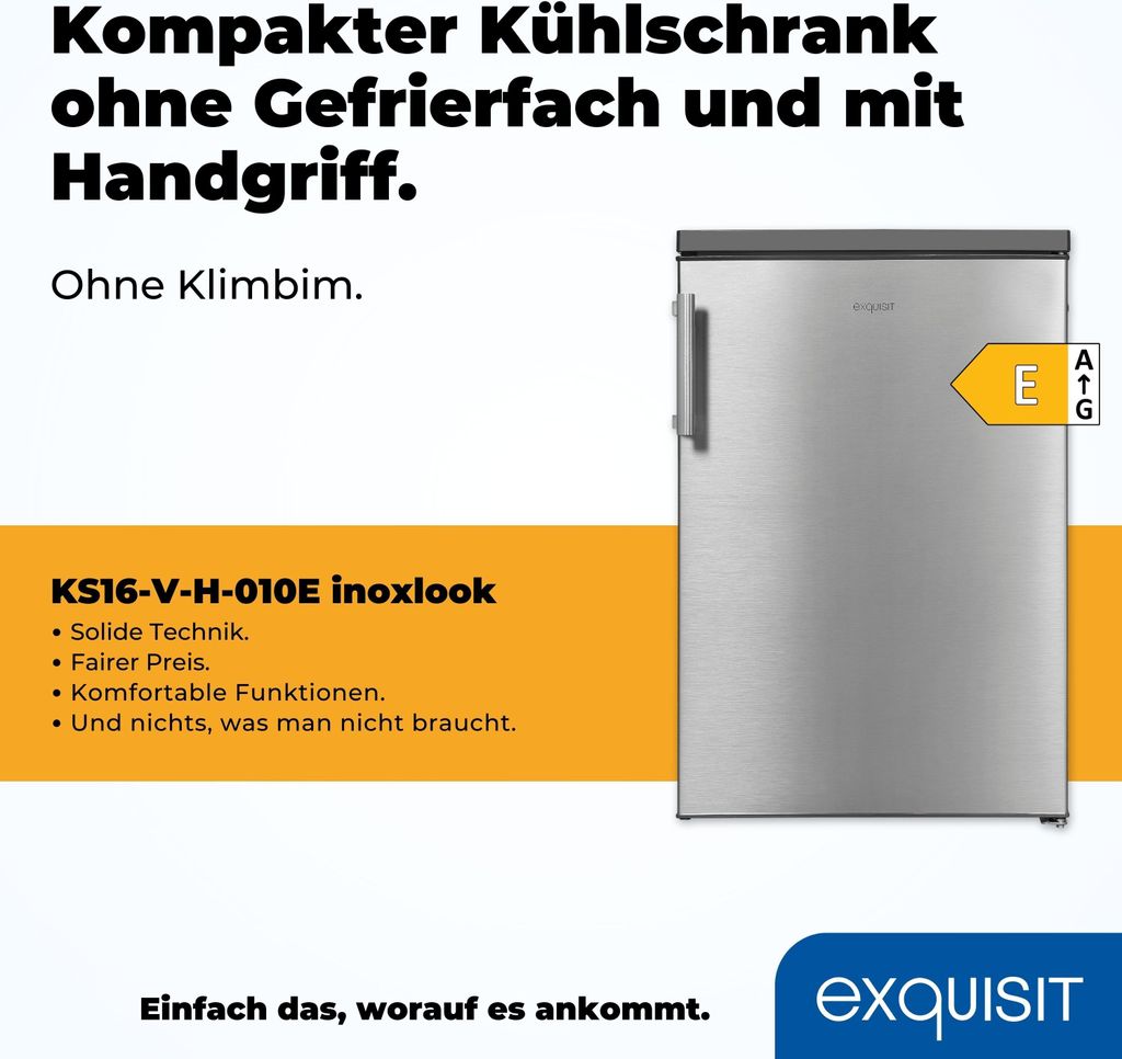 Exquisit Vollraumkühlschrank KS16-V-H-010E inoxlook | Produktbild 2