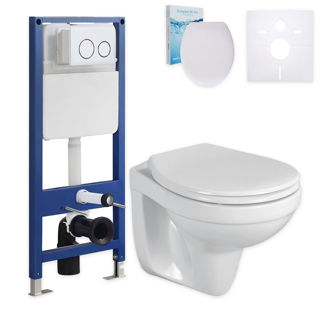 sanicomfort Wand-WC spülrandlos Set mit Vorwandelement, Produktbild 