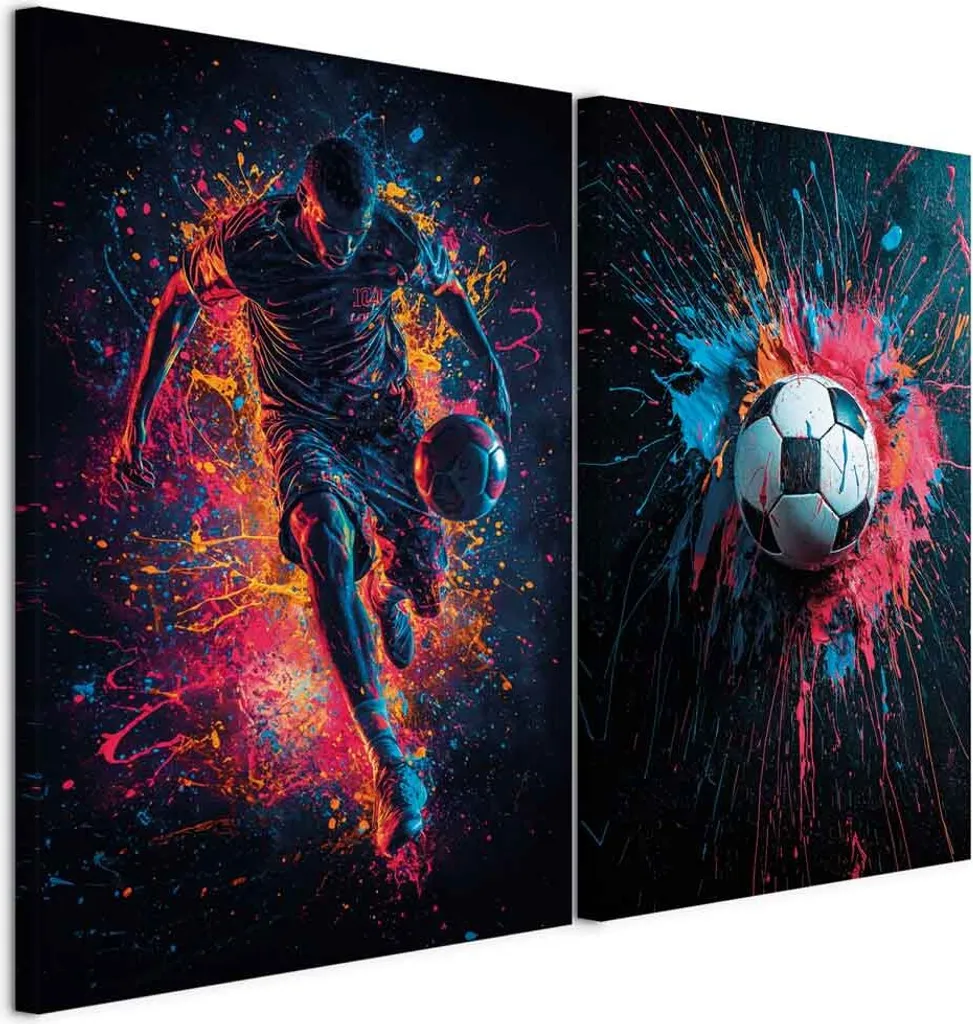 Decorazione Parete Calcio murando - Set 2 Tele 80x60cm Design Moderno