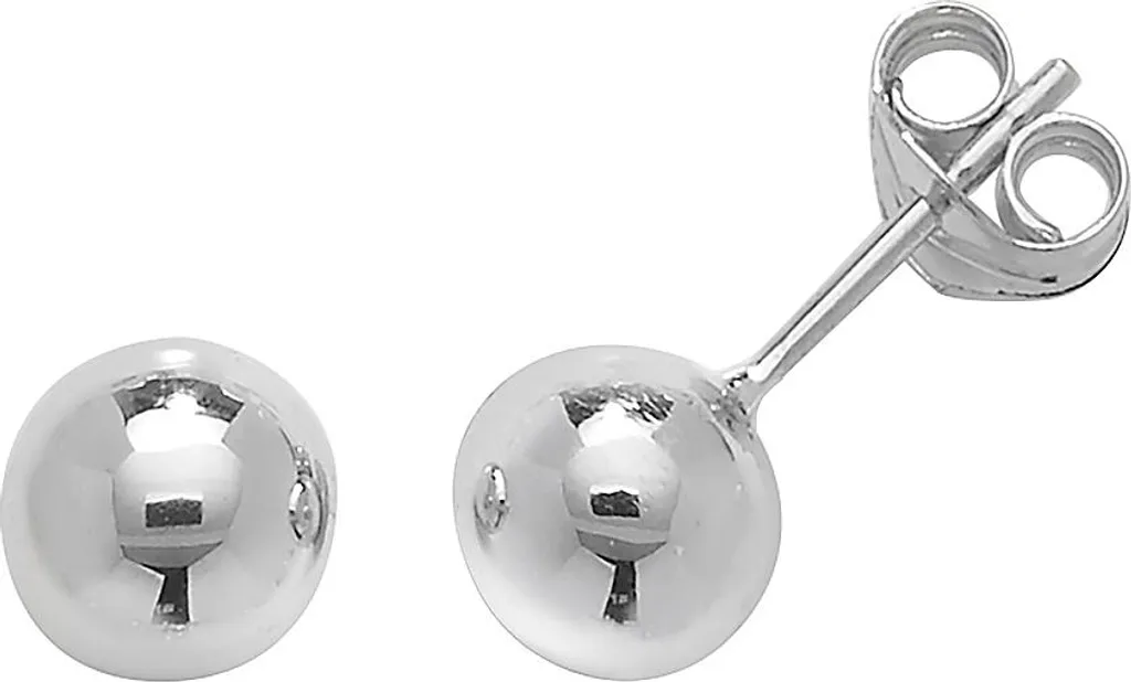 Puces d'oreilles boules en Or Blanc 375 millièmes 6mm, bijou femme chic