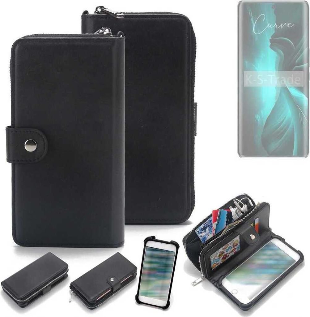 K-S-Trade 2in1 Handyhülle Schutzhülle kompatibel mit Lava Blaze Curve & Portemonnee Cover Handy Hülle Case Etui Geldbörse Wallet Bookstyle Hülle