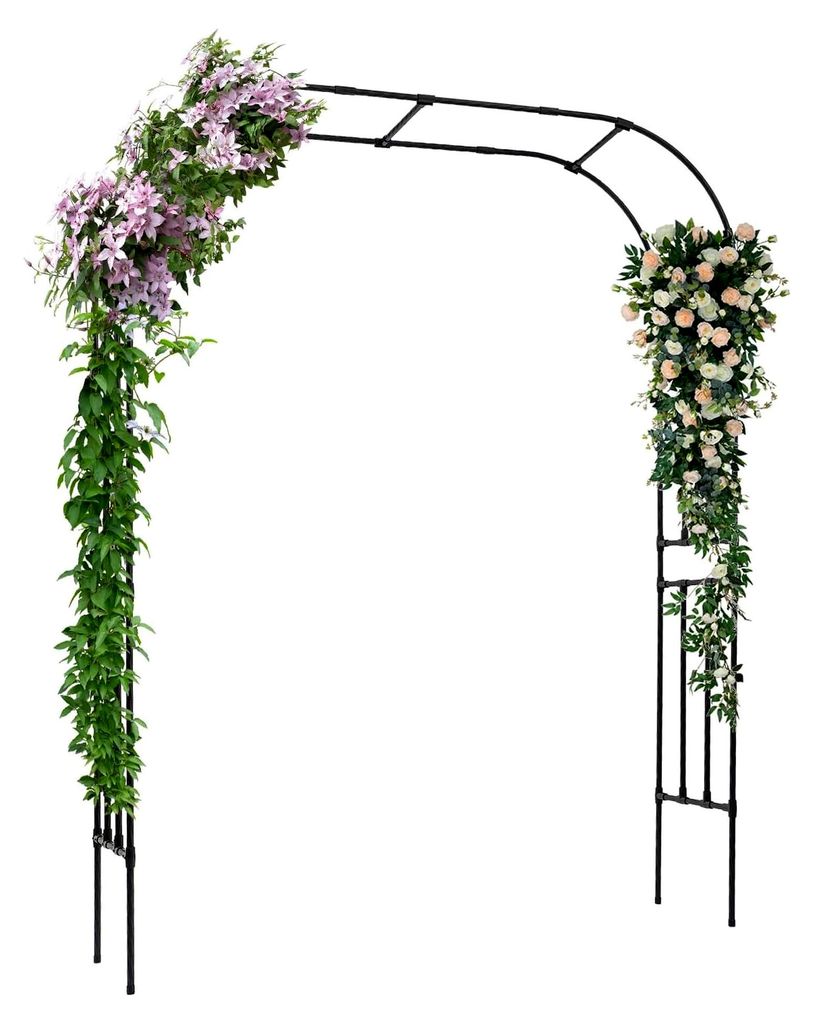 Metall Gartenbogen, 2,4 m hoch, Rankhilfe für Kletterpflanzen, Pulverbeschichteter Stahl, Wetterfeste Gartendekoration, Für Rosen, Weinreben, Gem...