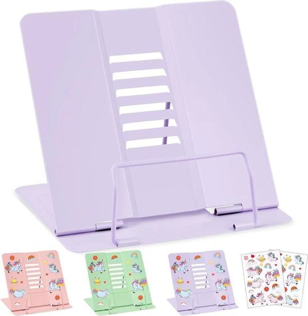 Porte-livre enfant pliable en métal, lot de 2 pupitres de lecture réglables