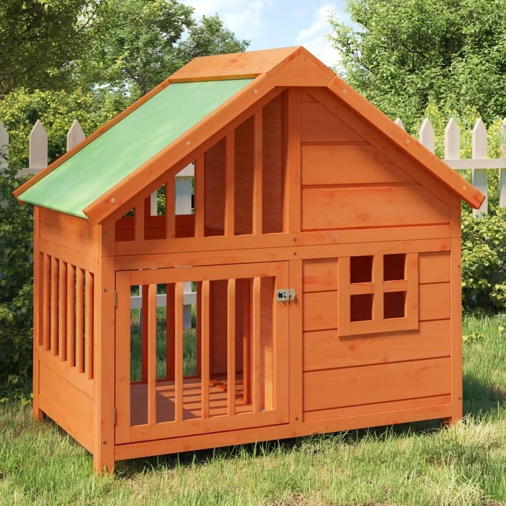 Möbel Hundehütte Braun 96x60,5x87 cm Massivholz Kiefer - Sonstiges Hundezubehör 172267