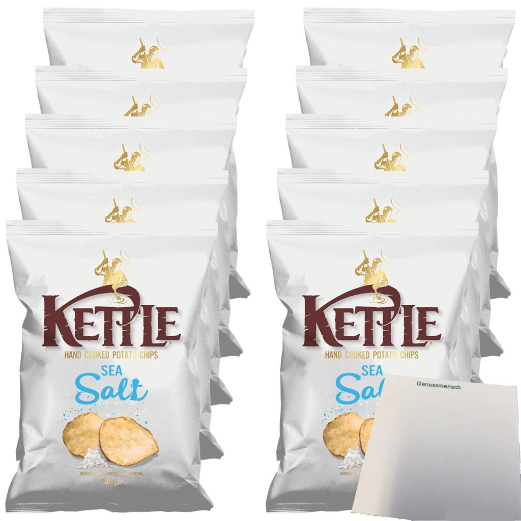 Kettle Chips mit Meersalz (10x130g Packung) + usy Block