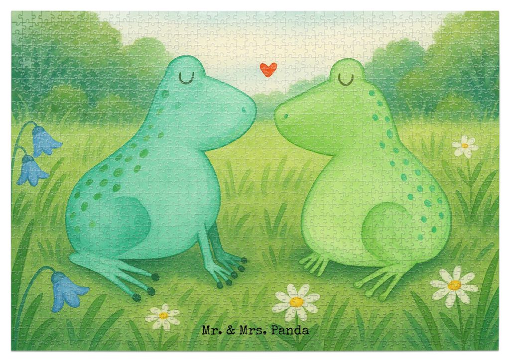 Mr. & Mrs. Panda Puzzle Frosch Liebe Design 1500 Teile - Weiß - Geschenk, Küssen, Frösche, Freundin, 500, 2000, 1000, Puzzlespiel