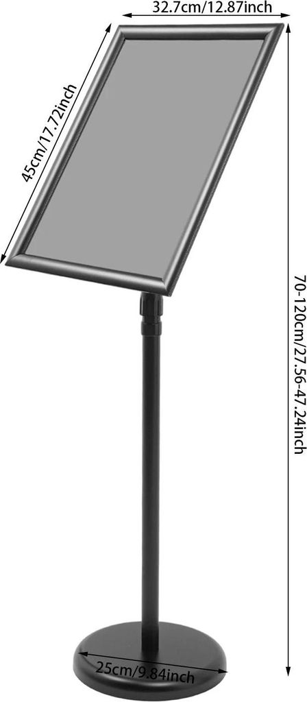 Informationsständer - Plakatständer & Schilderhalter - Höhenverstellbar 70–120 cm - Aluminiumlegierung - Freistehend - Schwarz