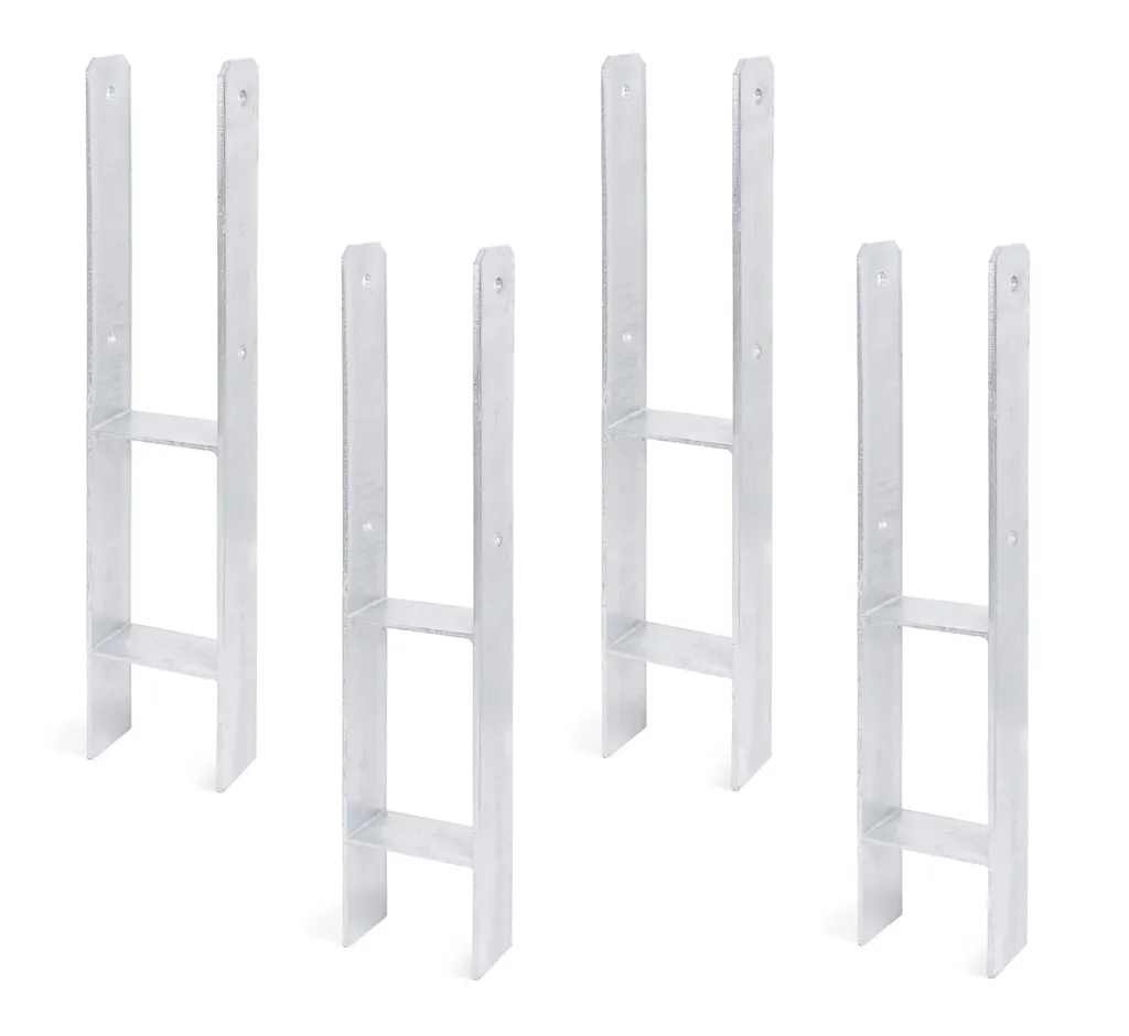 Alberts Sabots de Poteau en H 600mm - Support Carport Galvanisé à Chaud