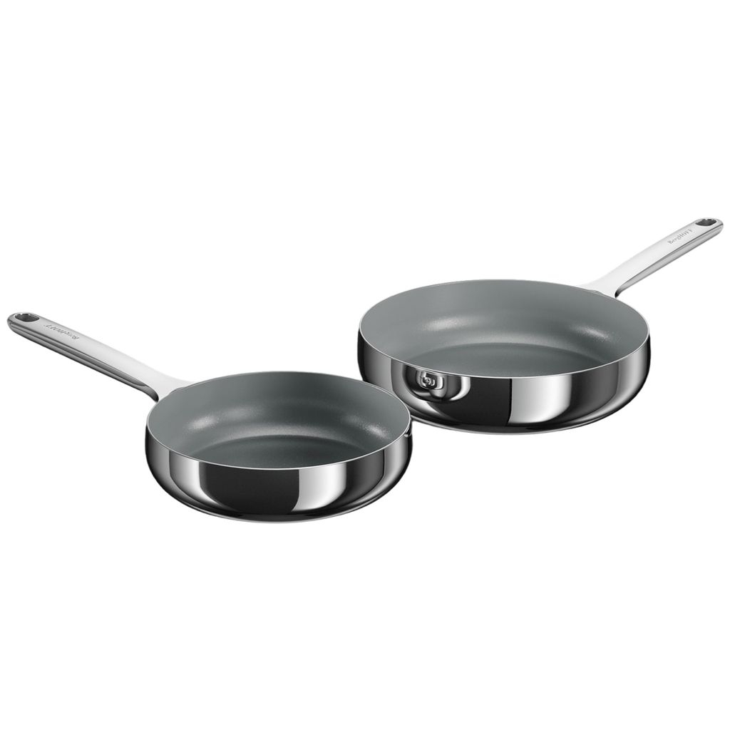 BergHOFF Home Bratpfannenset 2 teilig Edelstahl 20 und 24 cm, Antihaft, PTFE frei, für alle Herdarten, Stellar Steel