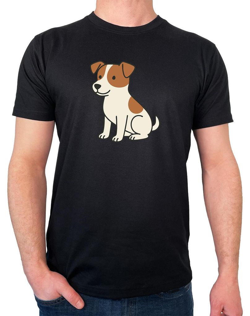 Huuraa Herren T-Shirt Jack Russell Terrier Comic Jacky M Black Bio Baumwolle Fairtrade Herrenshirt Geschenkidee
