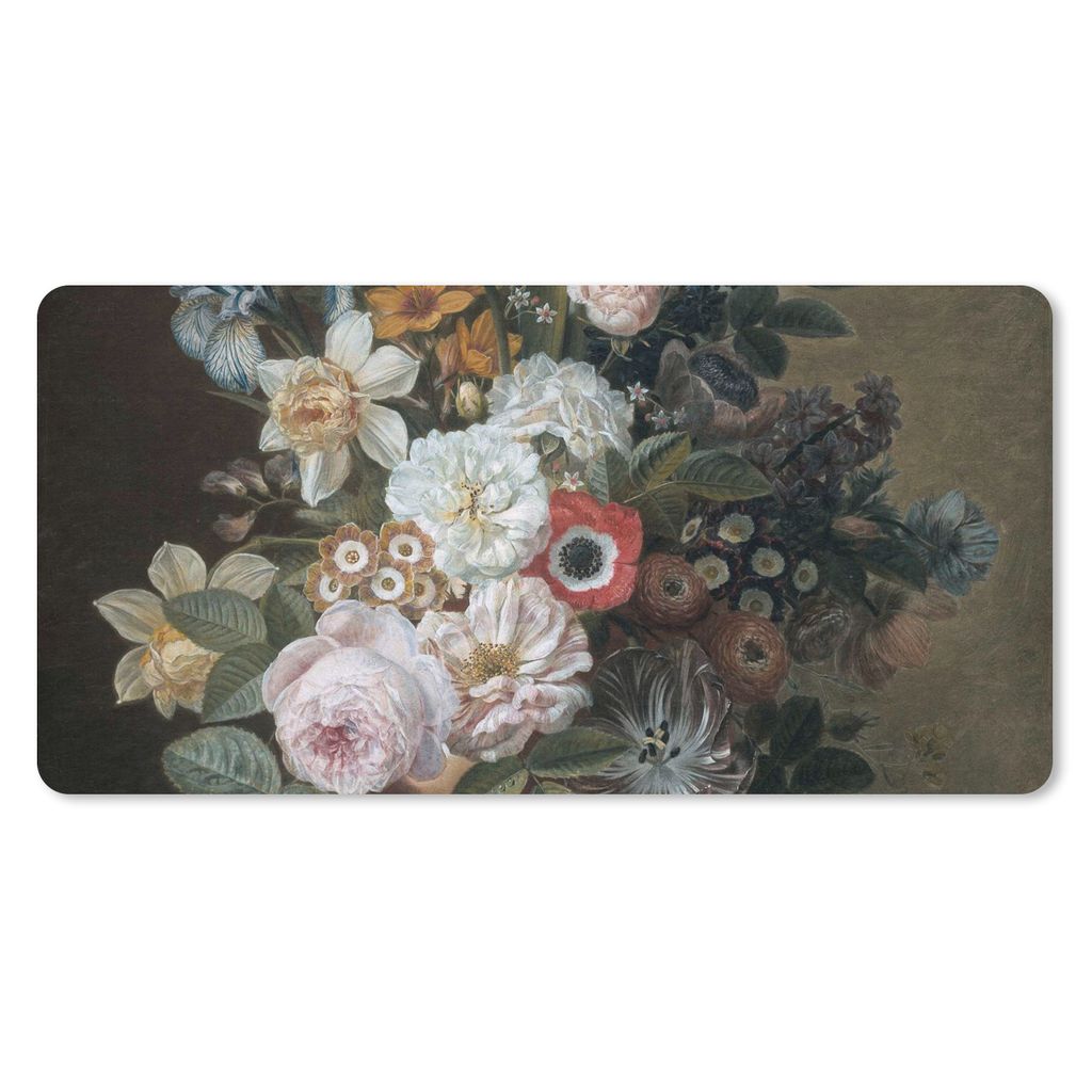MuchoWow Mauspad Mousepad Stilleben mit Blumen - Gemälde von Eelke Jelles Eelkema 60x30 cm - Mousepads - Maus Mat - Pad - Mausunterlage - Nachha...