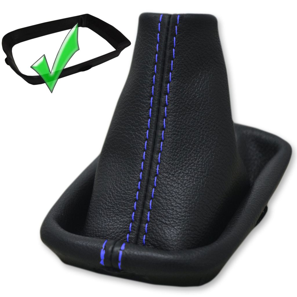 VOLVO V50 S40 C30 Schaltmanschette Schaltsack + Rahmen Echt Leder Blauer Faden