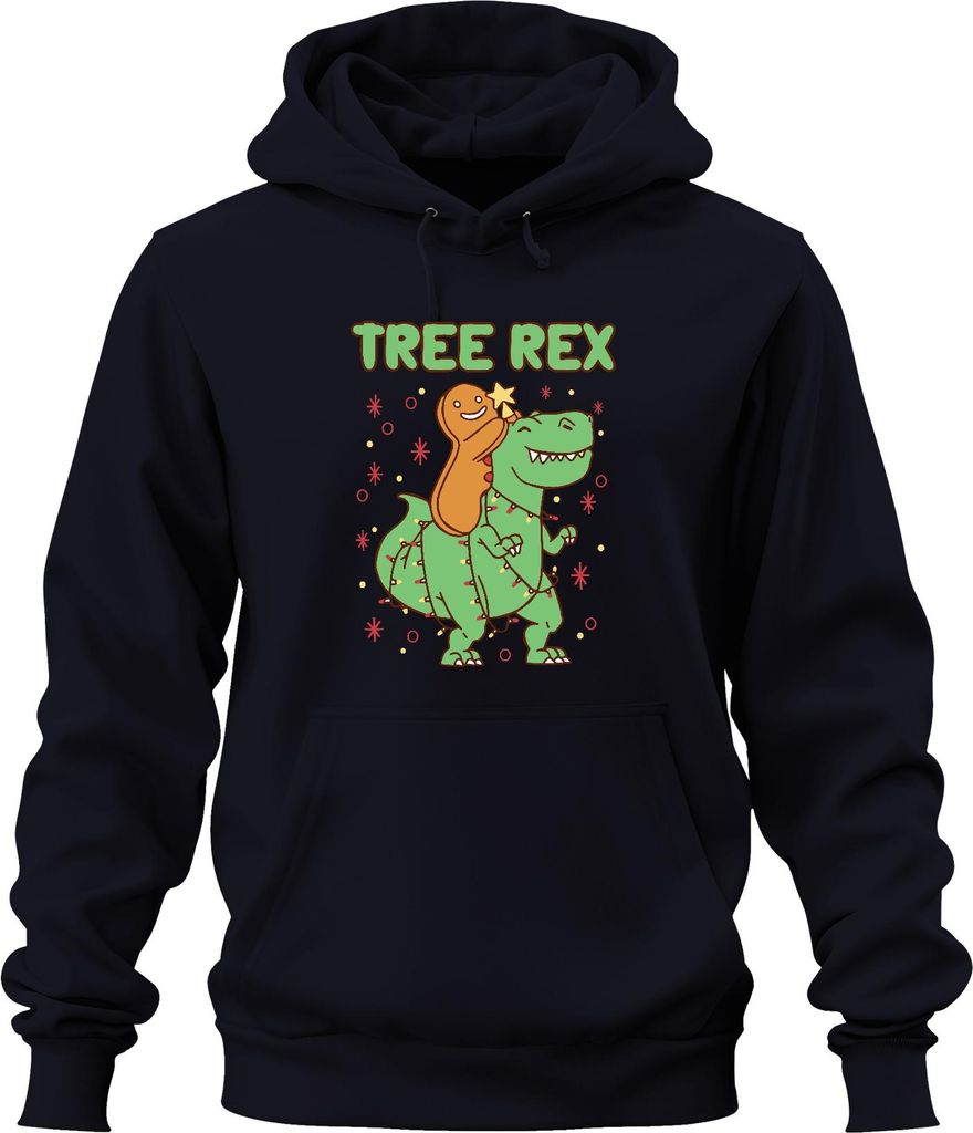 Tree Rex Lebkuchen Weihnachtsbaum Dino - Weihnachten Weihnachtsgeschenk Uni Hoodie Kapuzenpullover, Navy, M